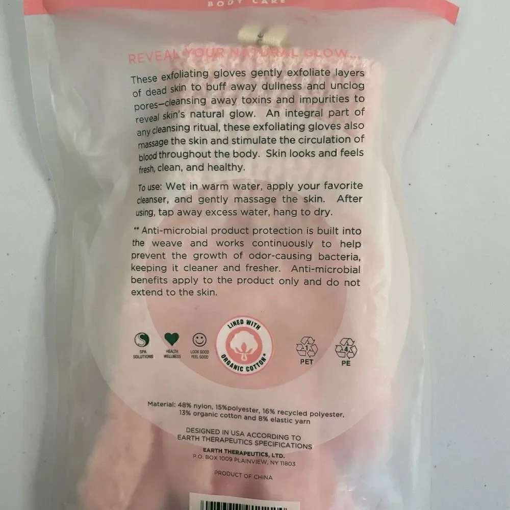 Earth Therapeutics| Exfoliating Hydro Gloves| Organic Cotton
